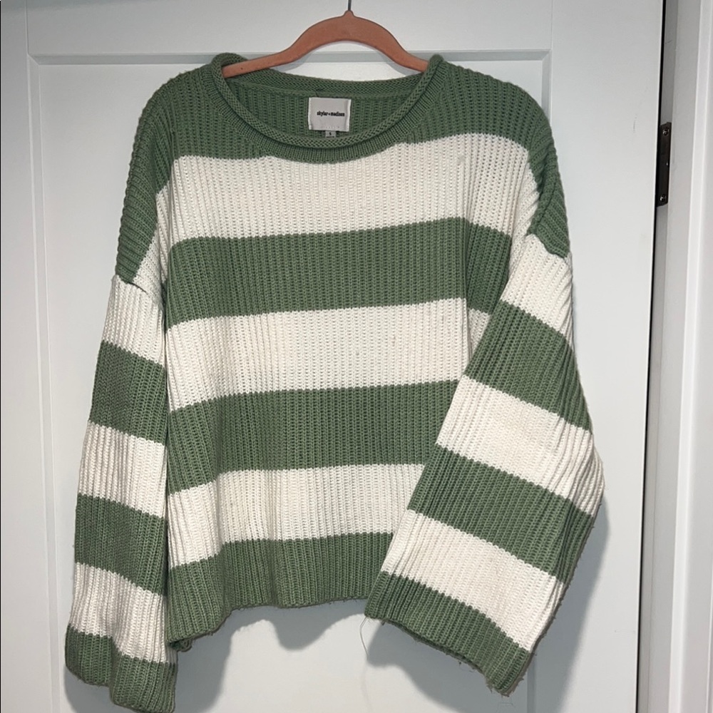 Striped Green and White Sweater